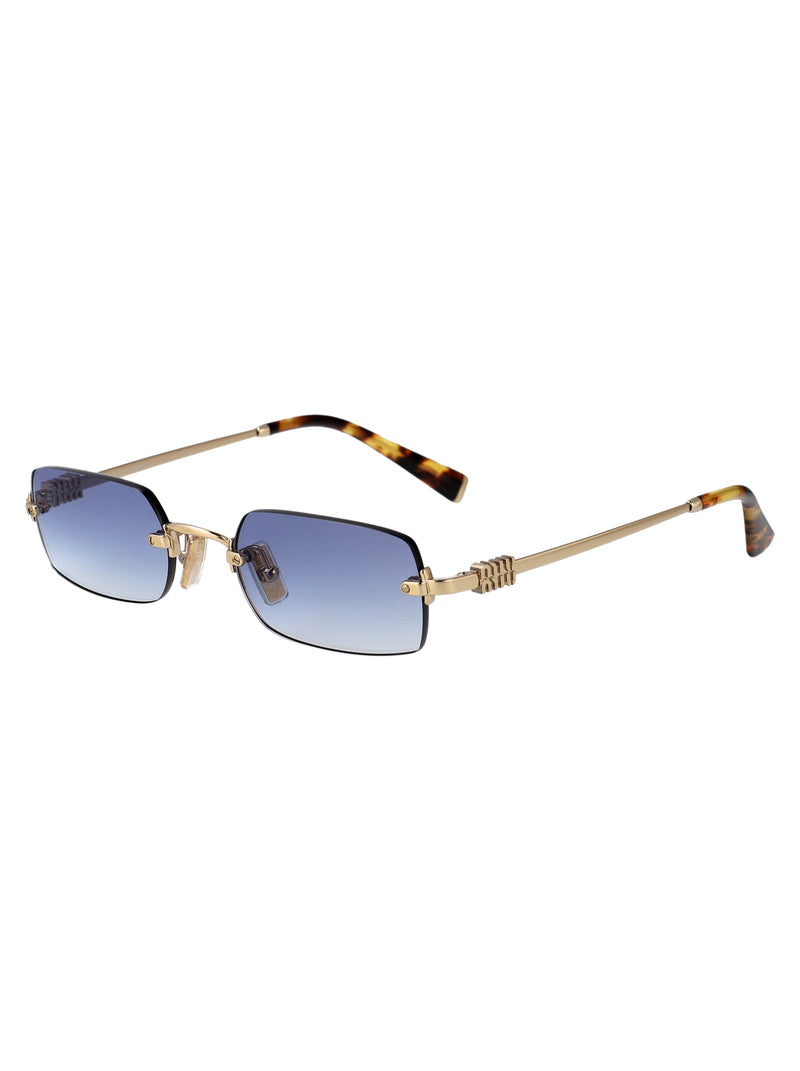 Miu Miu 0mu Pale Gold Metal Rectangular Sunglasses —