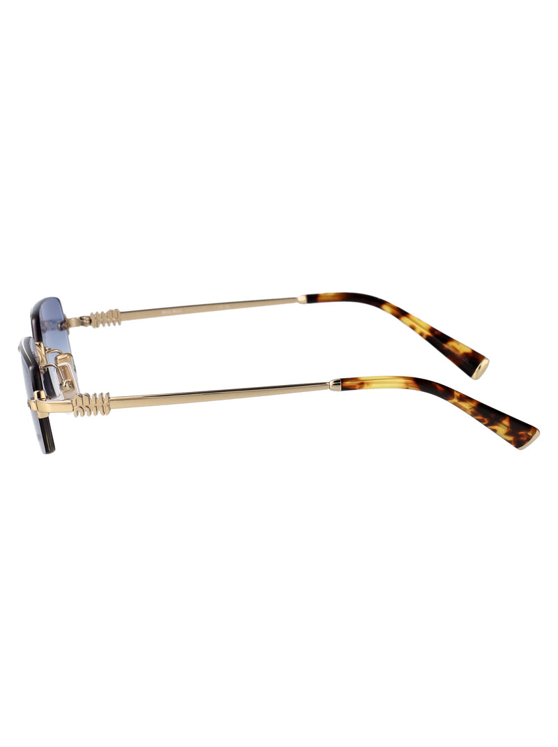 Miu Miu 0mu Pale Gold Metal Rectangular Sunglasses —