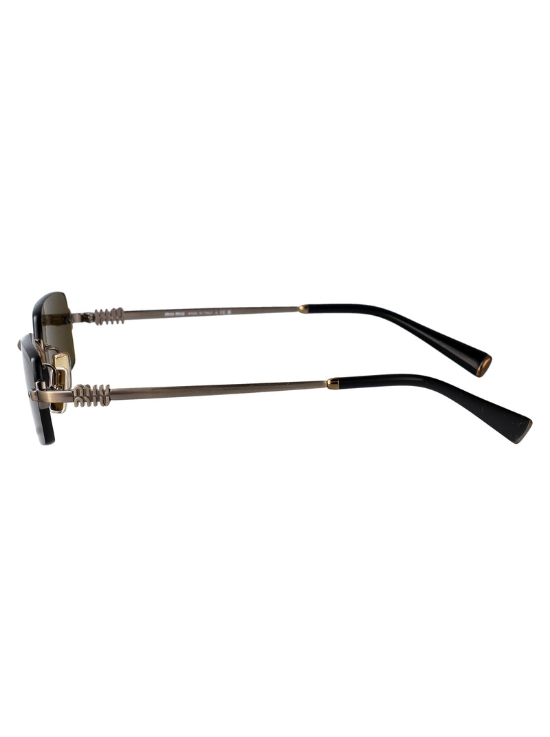 Miu Miu 0mu Old Gold Metal Rectangle Sunglasses —