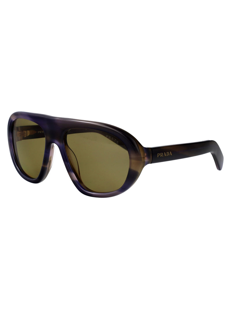 Prada 0pr Striped Acetate Sunglasses — Brown