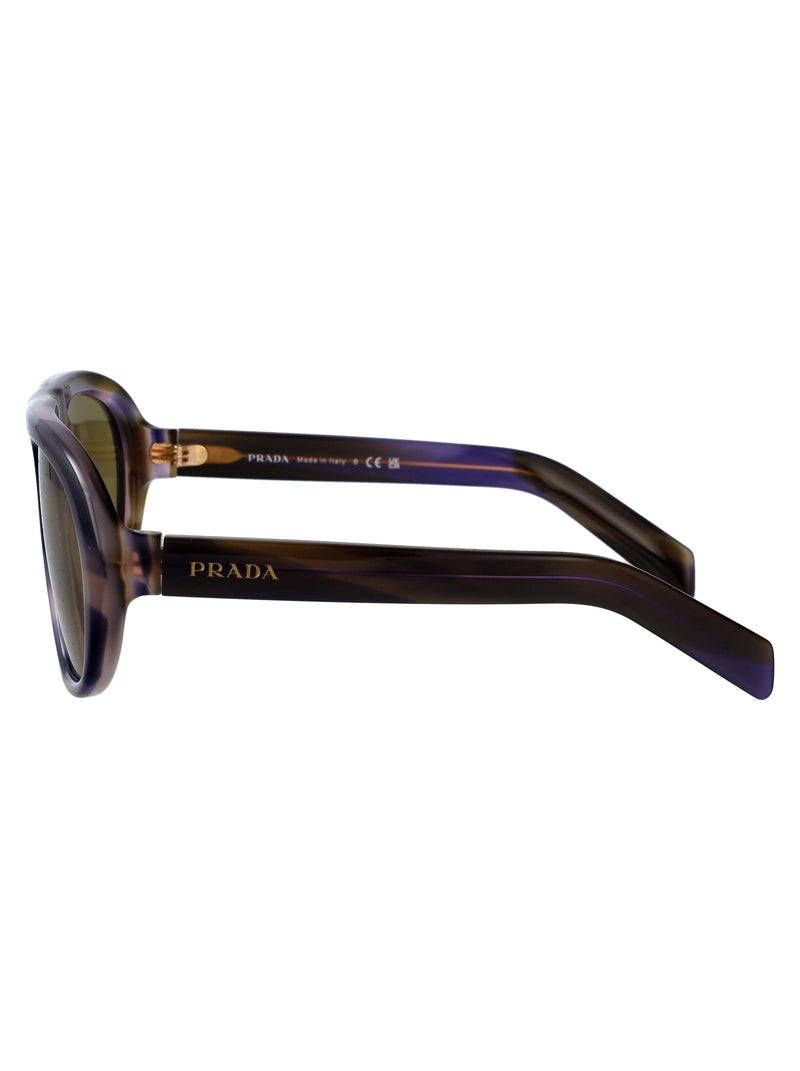 Prada 0pr Striped Acetate Sunglasses — Brown