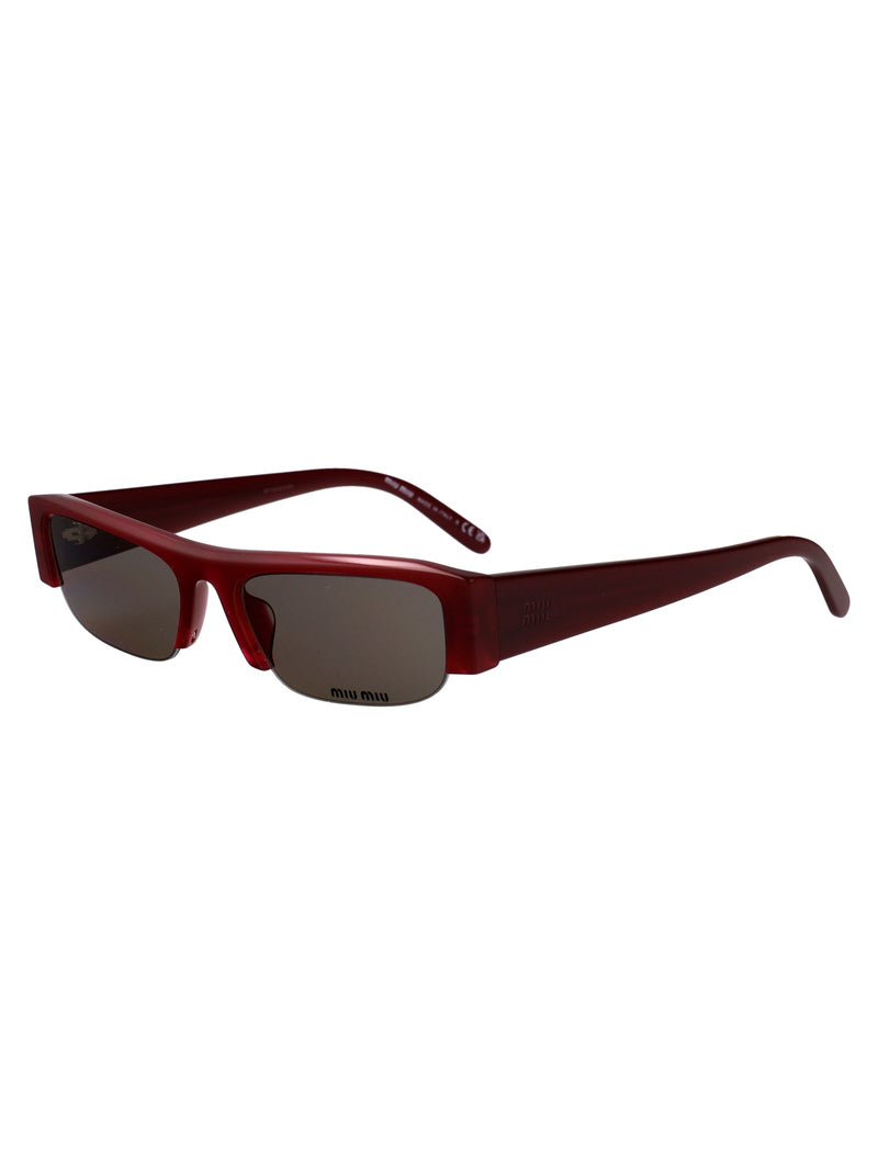 Miu Miu 0mu Acetate Rectangle Sunglasses — Burgundy