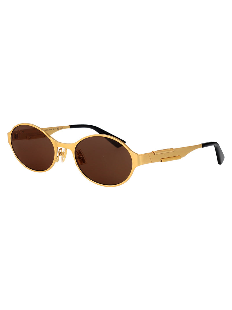 Bottega Veneta Bv1456s Oval Metal Sunglasses — Gold