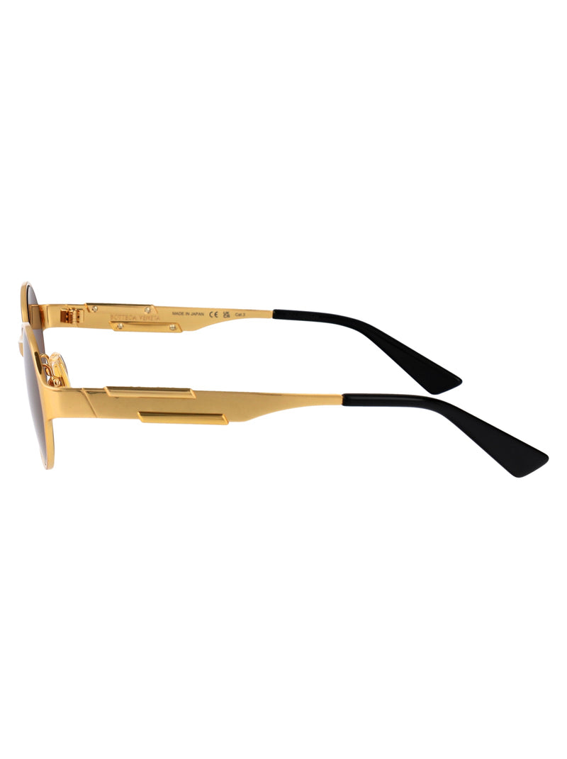 Bottega Veneta Bv1456s Oval Metal Sunglasses — Gold