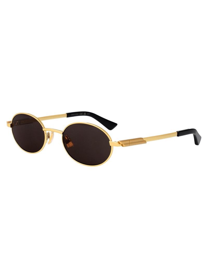 Bottega Veneta Bv1470s Metal Oval Sunglasses — Gold