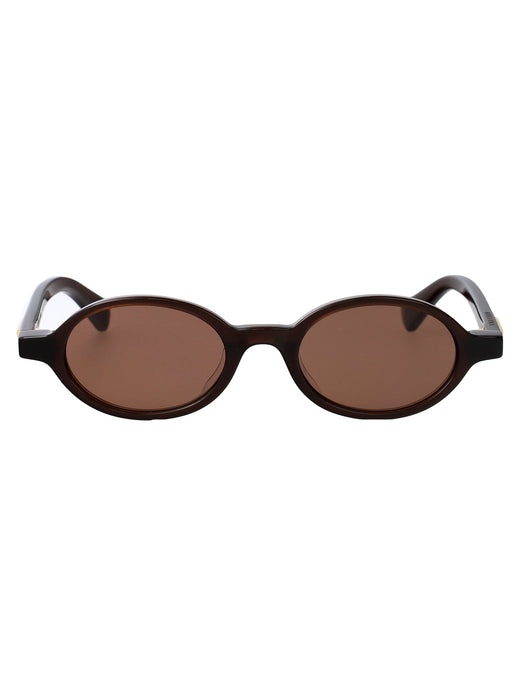 Bottega Veneta Bv1388s Oval Acetate Sunglasses — Brown