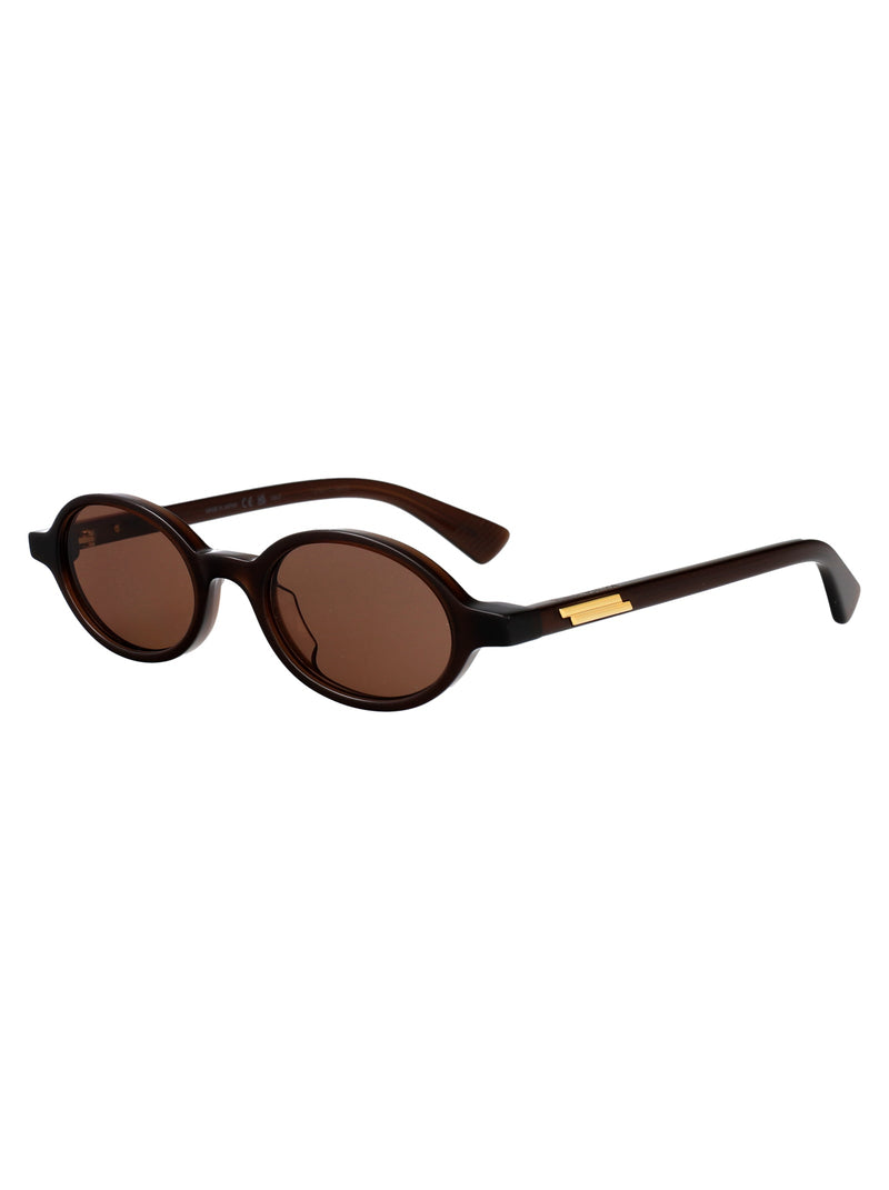 Bottega Veneta Bv1388s Oval Acetate Sunglasses — Brown