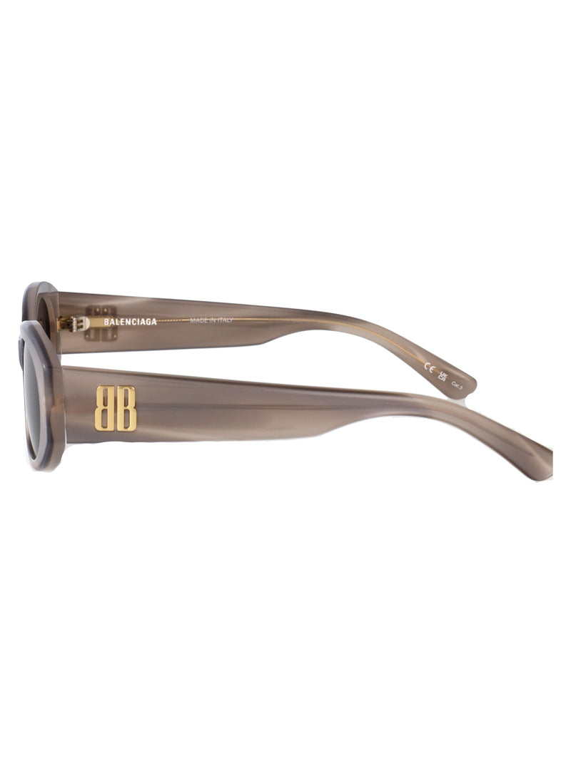 Balenciaga Bb0477sa Oval Dark Lens Sunglasses — Gray Acetate