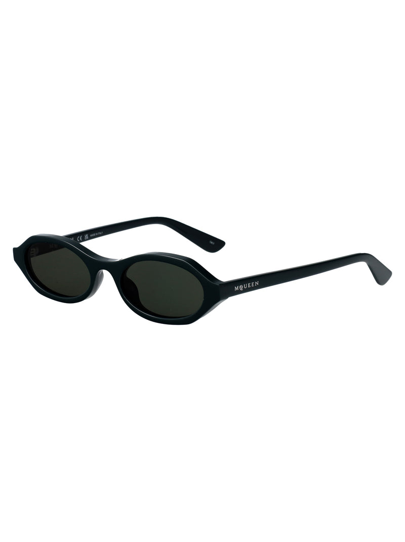 Alexander Mcqueen Am0559s Oval Acetate Sunglasses — Black