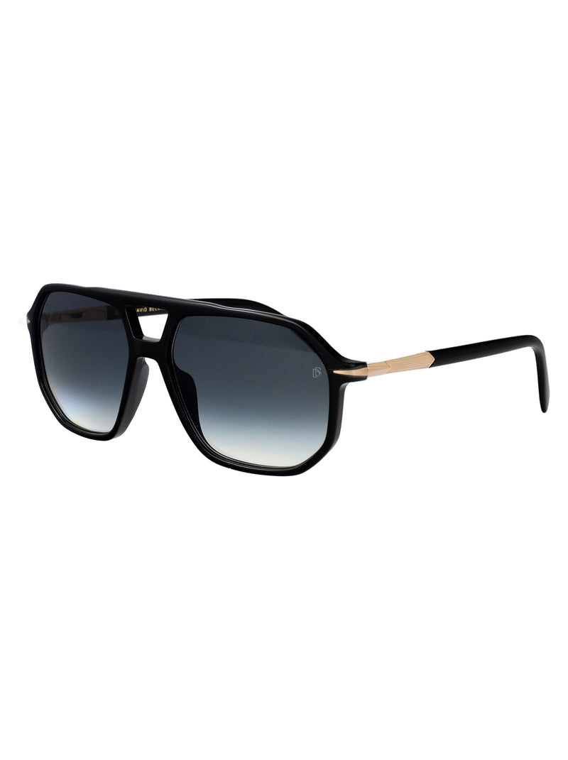 Eyewear By David Beckham Black-And-Gold Acetate Sunglasses — Black