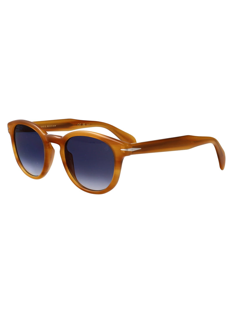 Eyewear By David Beckham Yellow Horn Acetate Sunglasses —