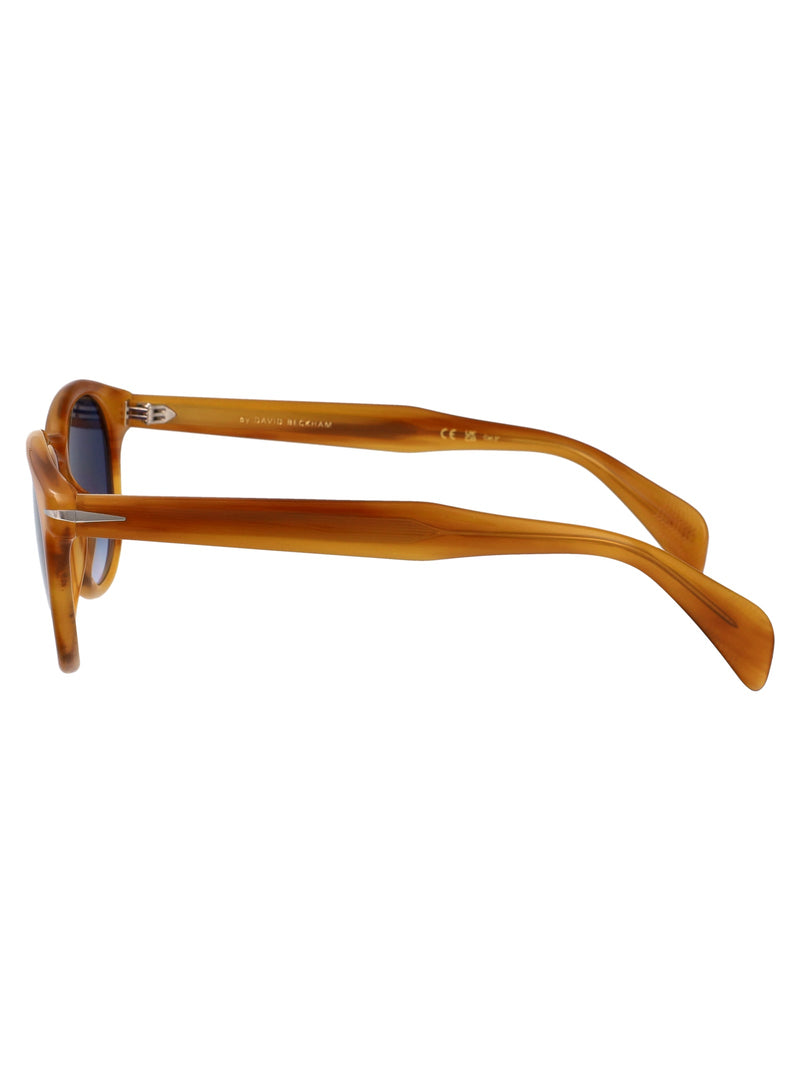 Eyewear By David Beckham Yellow Horn Acetate Sunglasses —