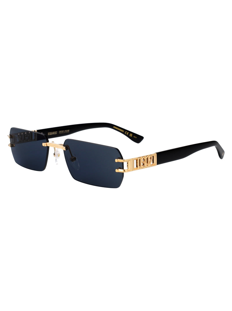 Dsquared2 Gold Metal Rectangular Sunglasses —
