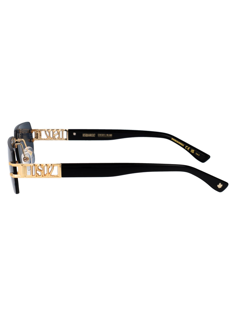 Dsquared2 Gold Metal Rectangular Sunglasses —