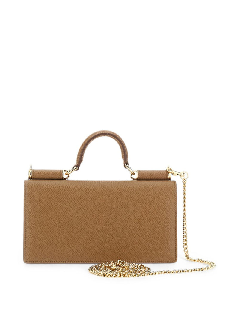 Dolce & Gabbana Grained Leather Top Handle Bag — Camel
