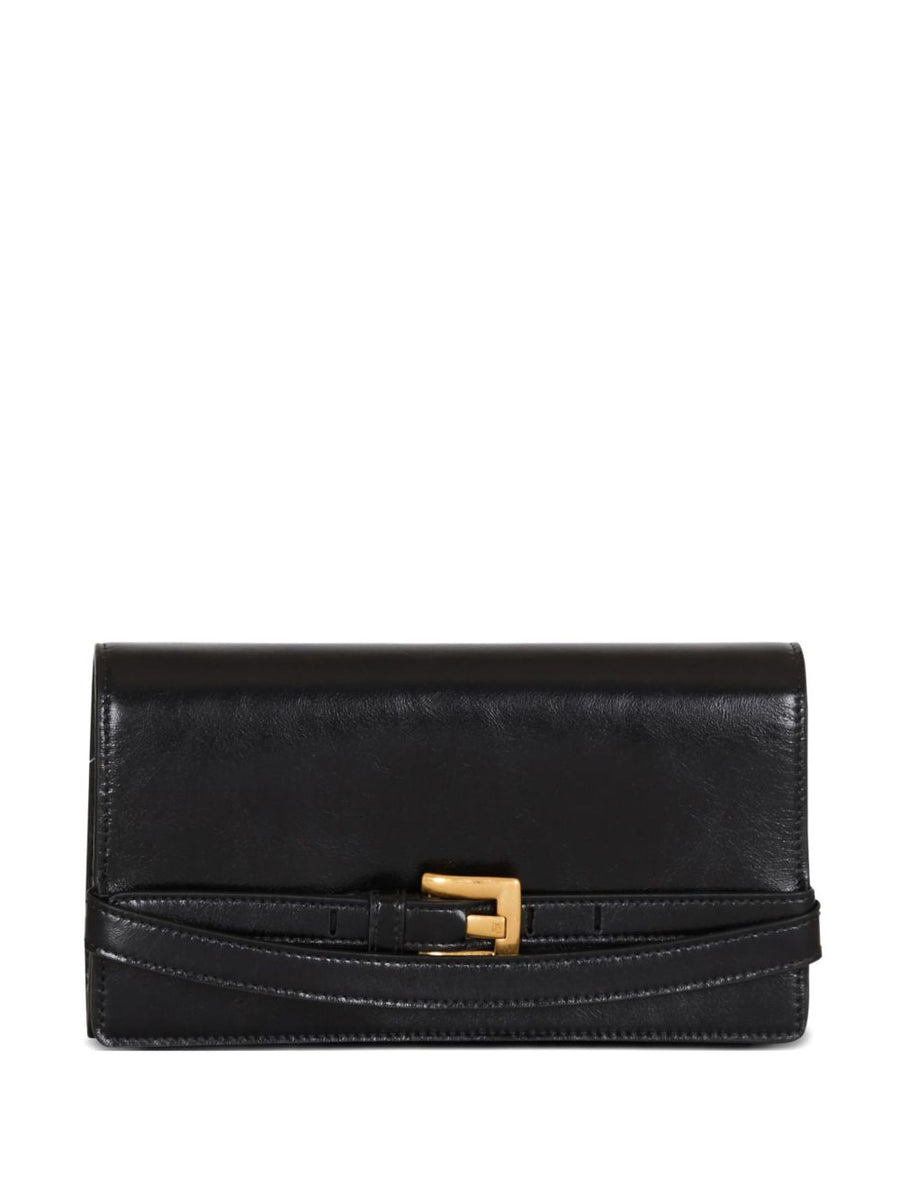 Balmain Gold-Tone Hardware Calfskin Wallet — Black