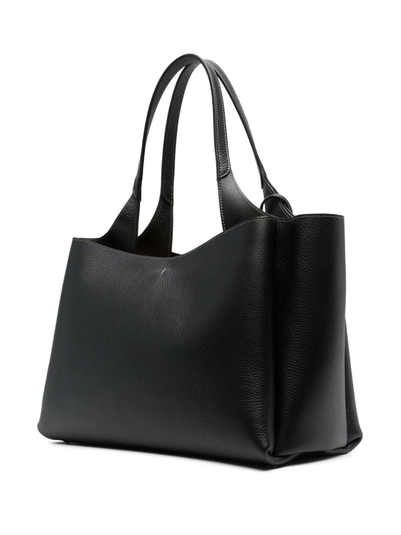 Tods Pebbled Leather Tote Bag — Black