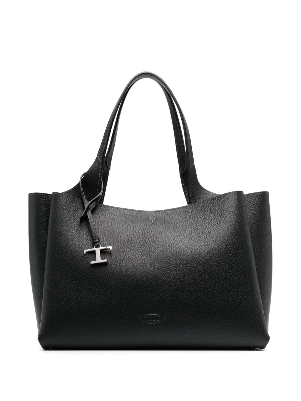 Tods Pebbled Leather Tote Bag — Black