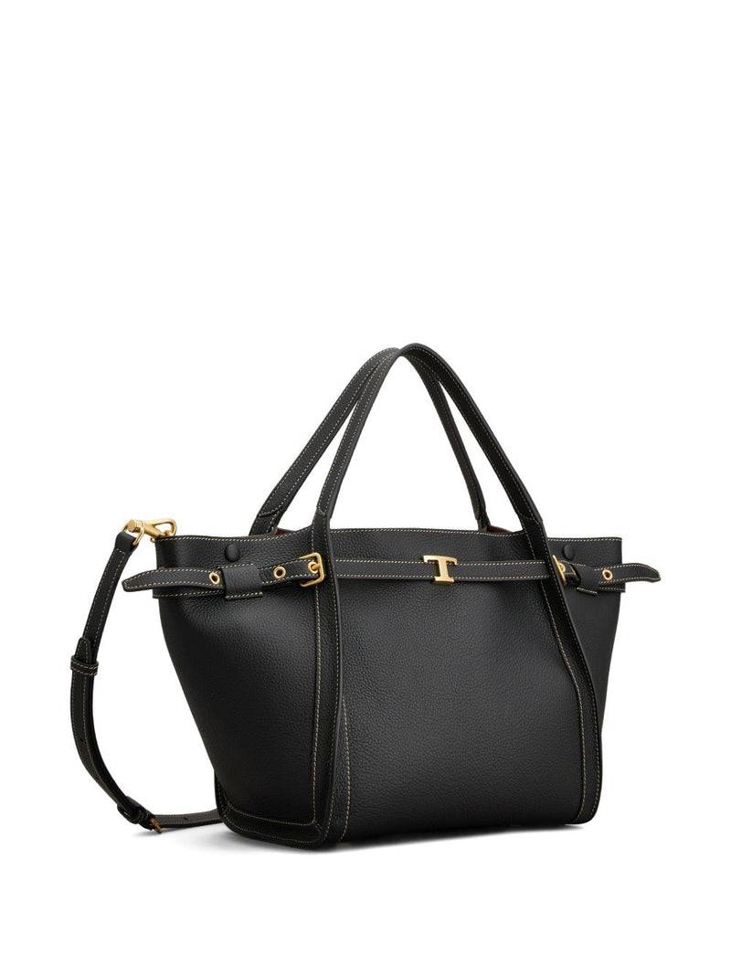 Tods T Timeless Shoulder Bag — Black Leather