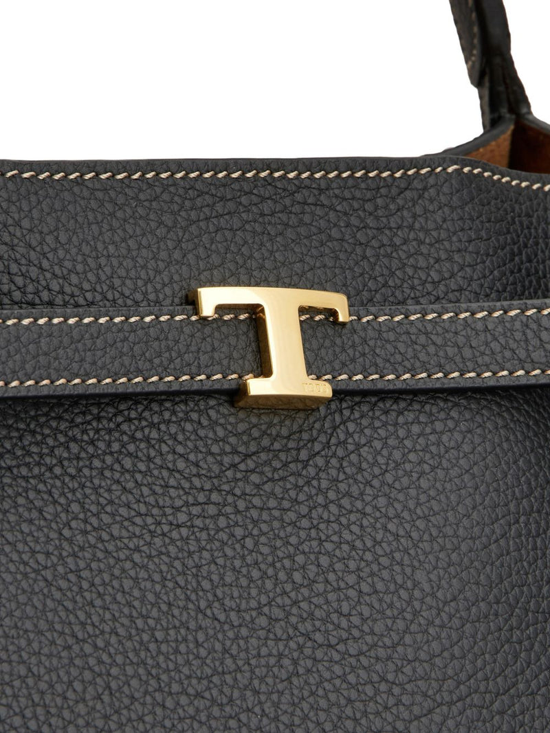 Tods T Timeless Shoulder Bag — Black Leather