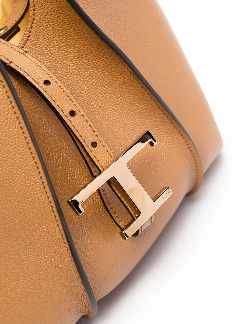 Tods Pebbled Leather Shoulder Bag — Brown