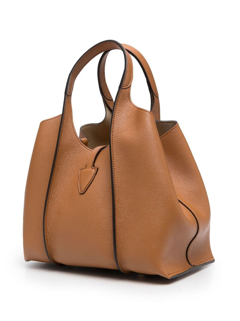 Tods Pebbled Leather Shoulder Bag — Brown