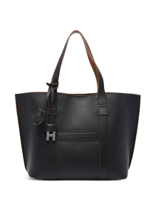 Hogan Grained Leather Tote Bag — Black