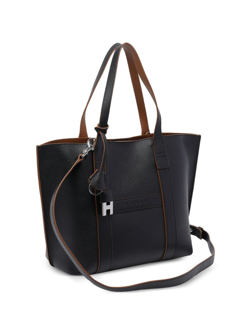 Hogan Grained Leather Tote Bag — Black
