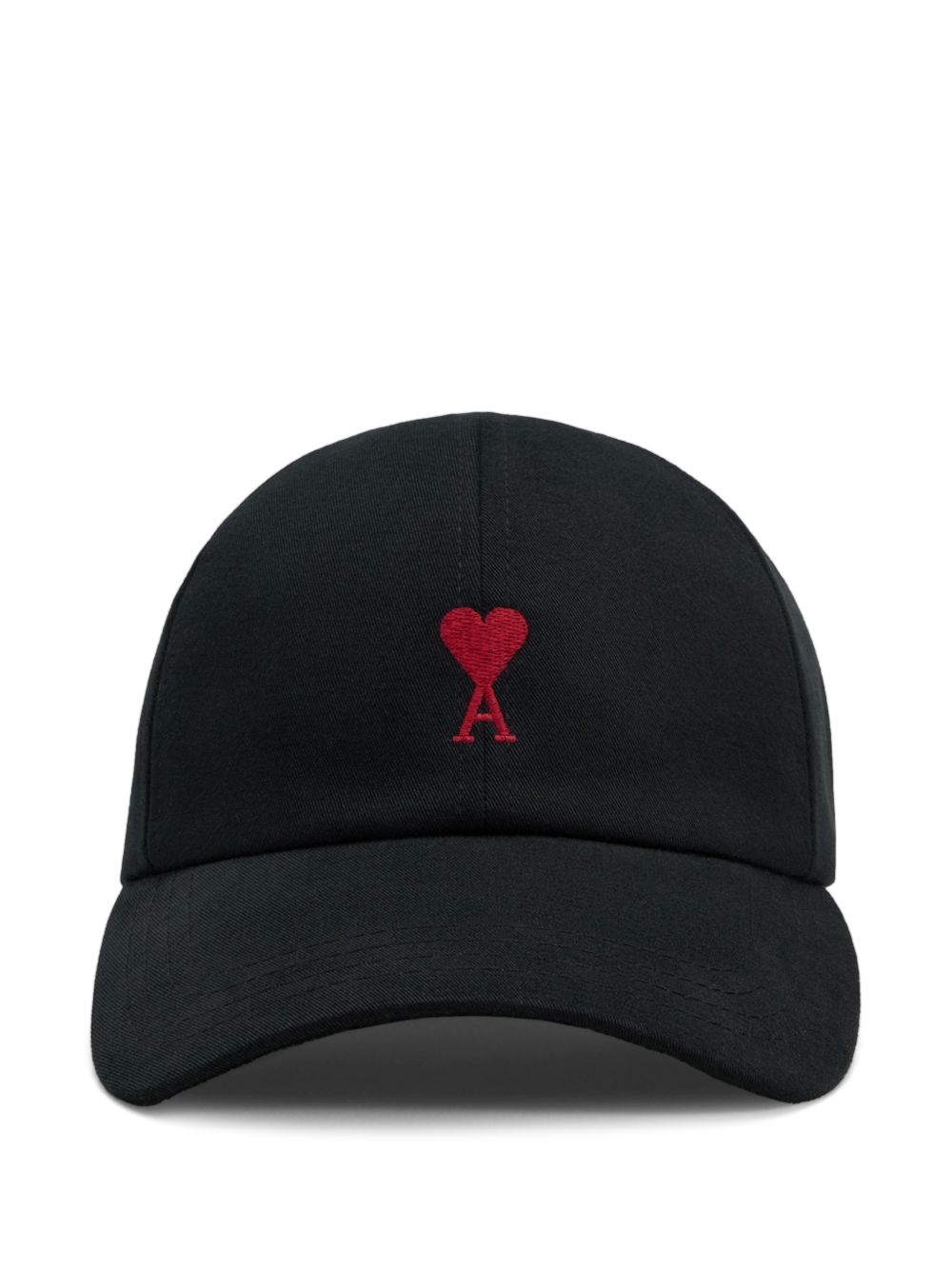 Ami Paris Embroidered Logo Baseball Cap — Black Cotton Gabardine Caps