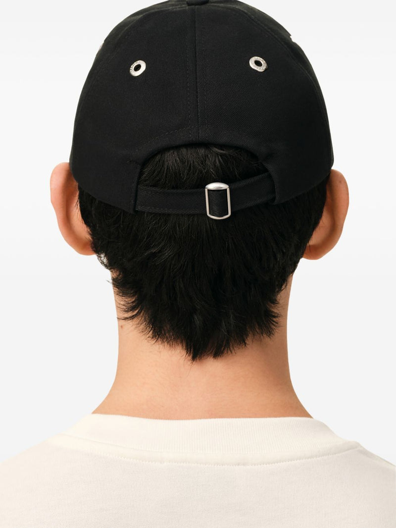 Ami Paris Embroidered Logo Baseball Cap — Black Cotton Gabardine Caps