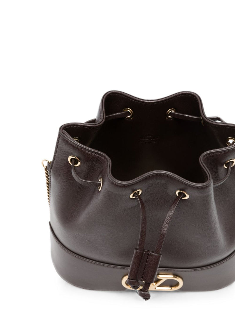 Valentino Garavani Vlogo Bucket Leather Shoulder Bag — Brown