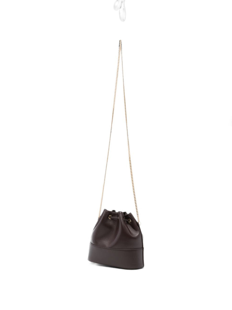 Valentino Garavani Vlogo Bucket Leather Shoulder Bag — Brown