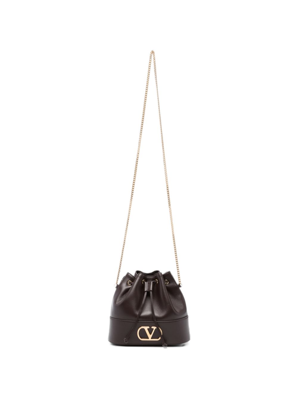 Valentino Garavani Vlogo Bucket Leather Shoulder Bag — Brown