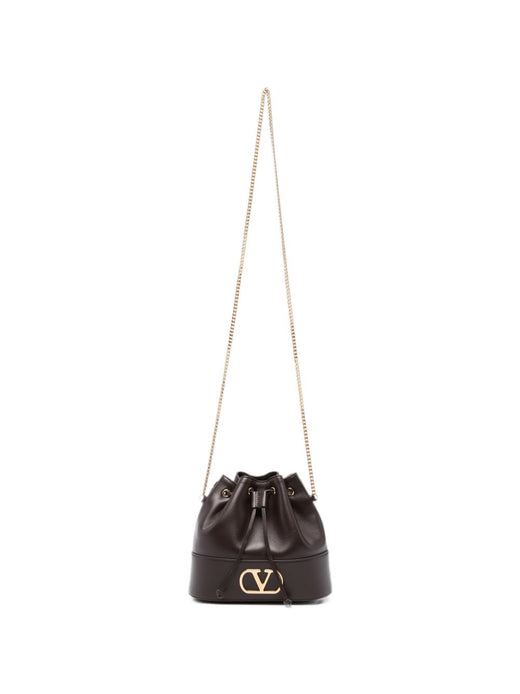 Valentino Garavani Vlogo Bucket Leather Shoulder Bag — Brown
