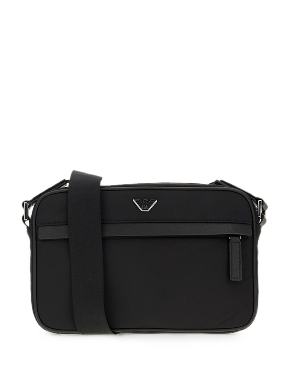 Emporio Armani Logo-Embossed Nylon Crossbody Bag — Black