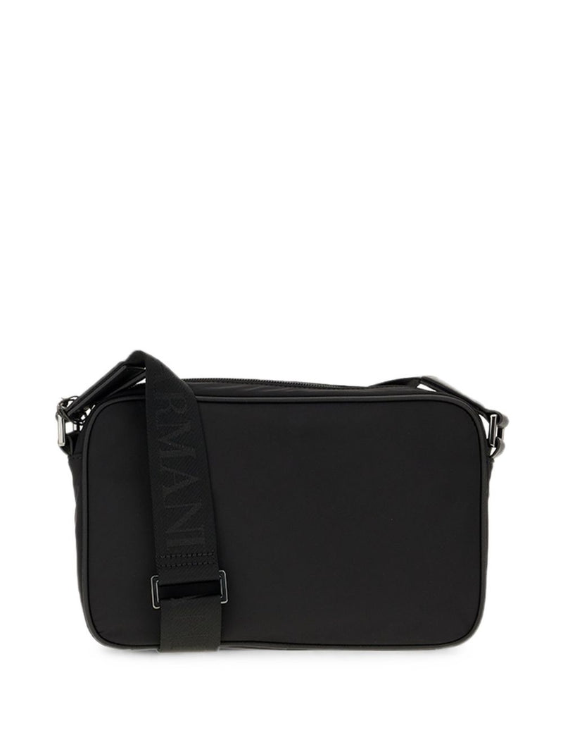 Emporio Armani Logo-Embossed Nylon Crossbody Bag — Black