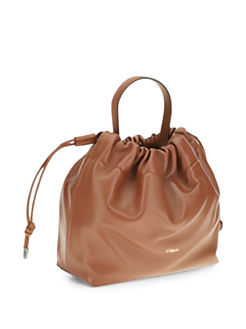 Chloé Leather Drawstring Top Handle Bag — Brown