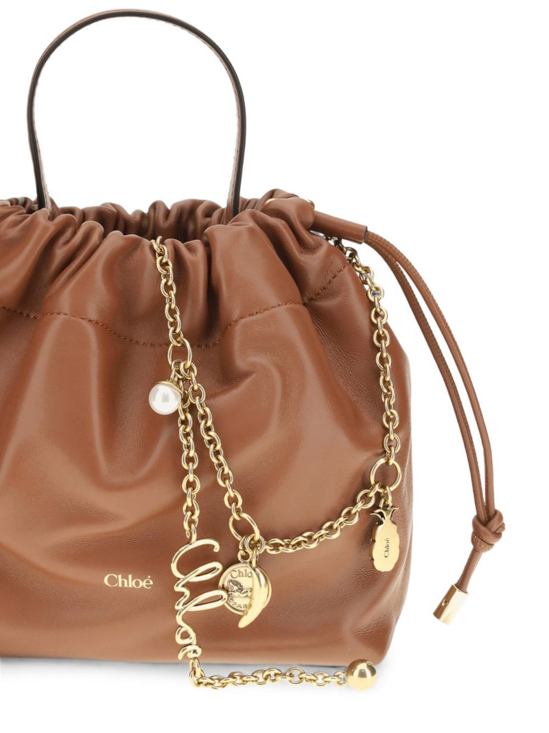 Chloé Leather Drawstring Top Handle Bag — Brown