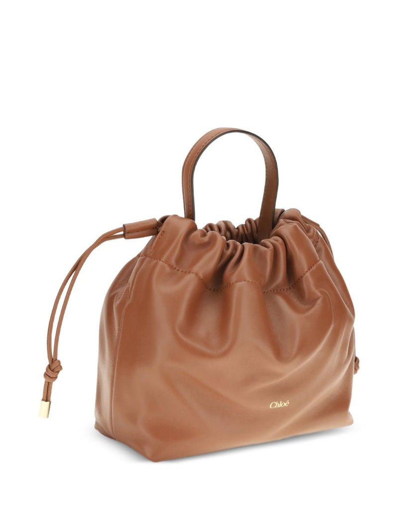 Chloé Leather Drawstring Top Handle Bag — Brown