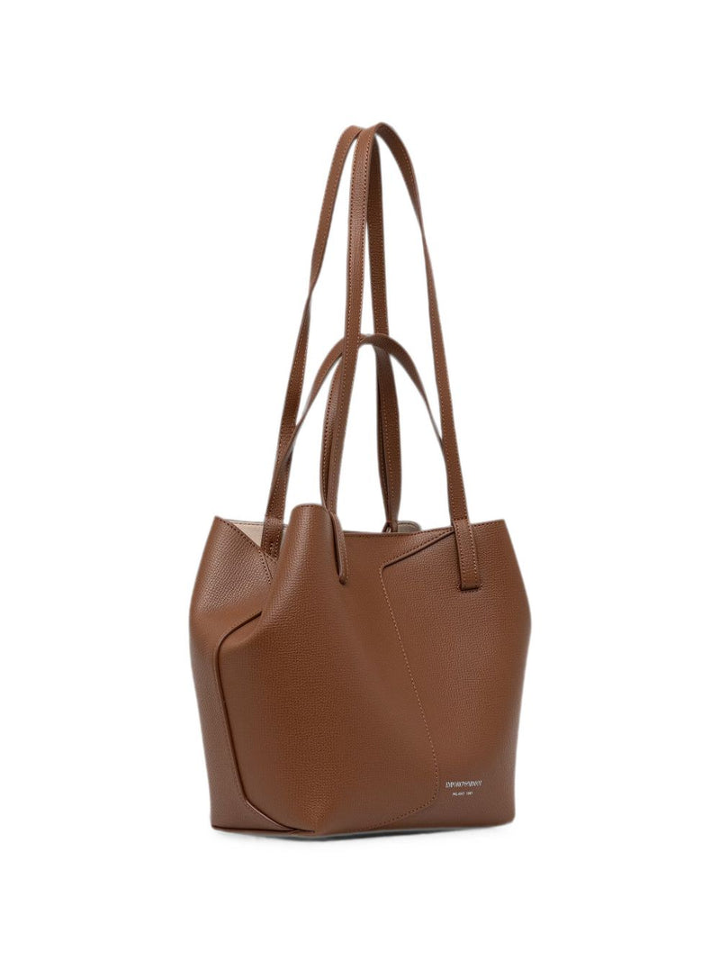 Emporio Armani Textured Leather Shoulder Bag — Brown