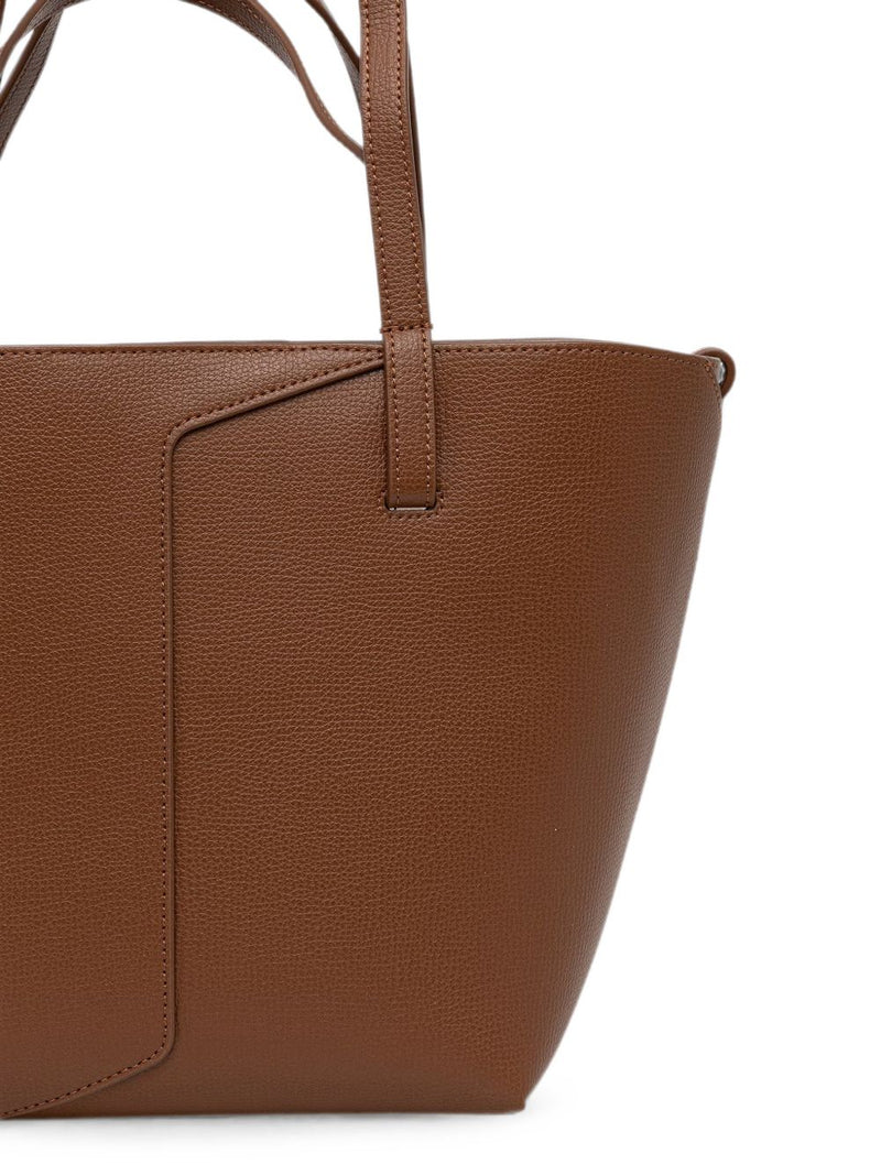 Emporio Armani Textured Leather Shoulder Bag — Brown