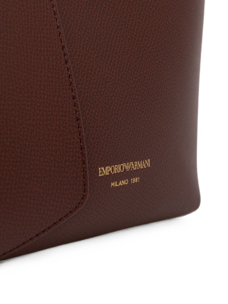Emporio Armani Pebbled Leather Tote Bag — Brown