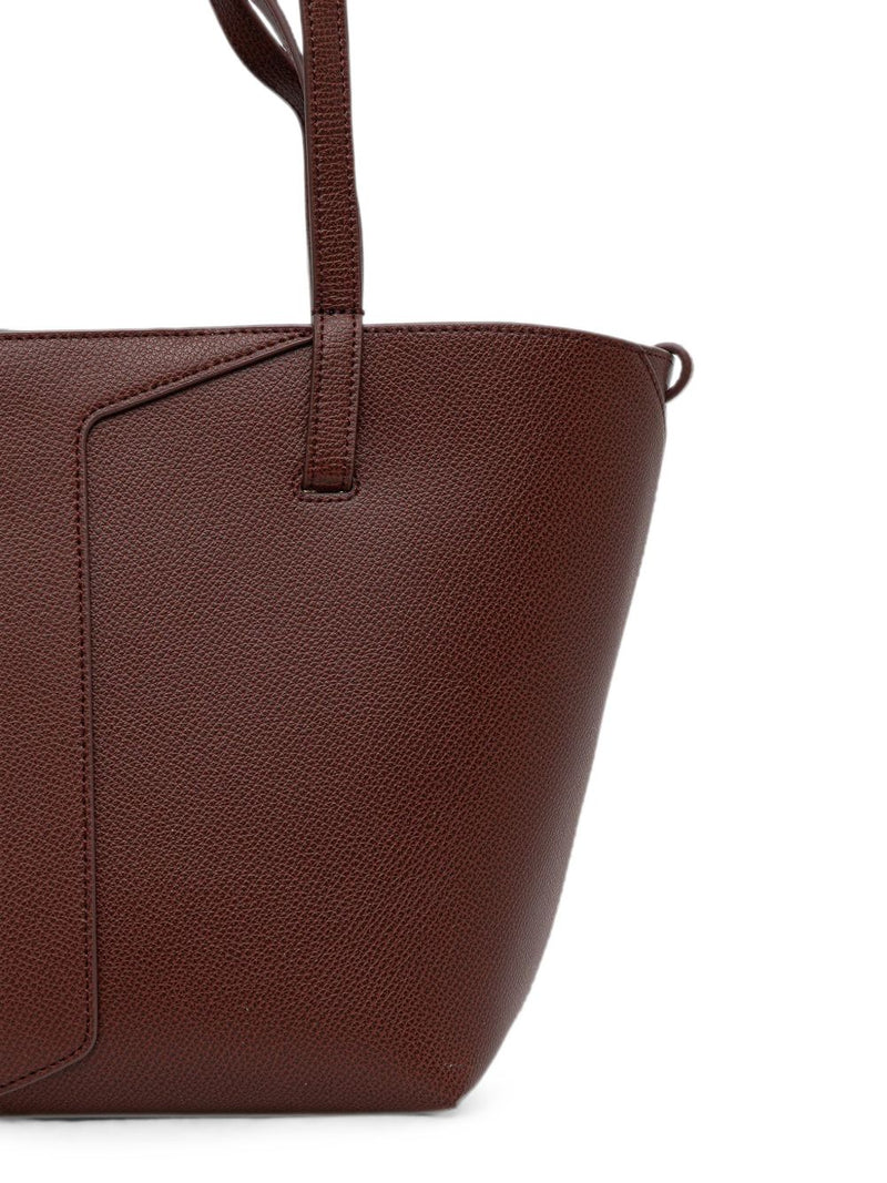 Emporio Armani Pebbled Leather Tote Bag — Brown