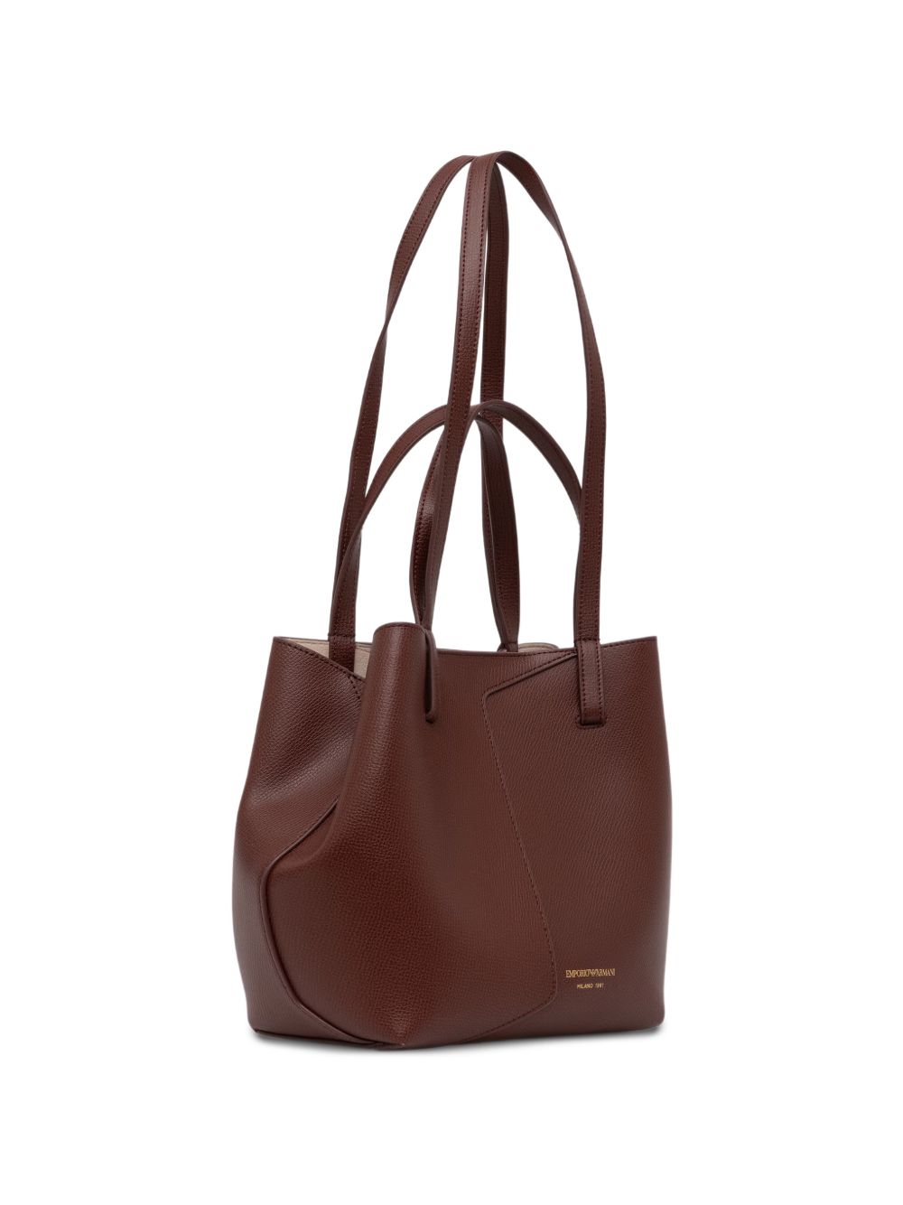 Emporio Armani Pebbled Leather Tote Bag — Brown