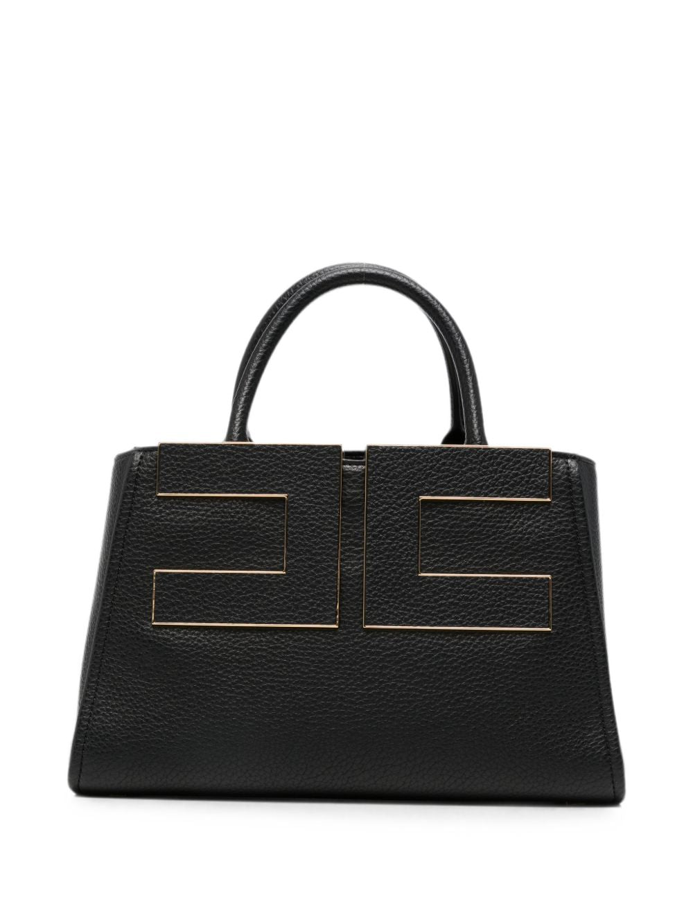 Elisabetta Franchi Pebbled Faux Leather Shoulder Bag — Black