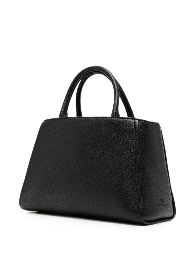 Elisabetta Franchi Pebbled Faux Leather Shoulder Bag — Black