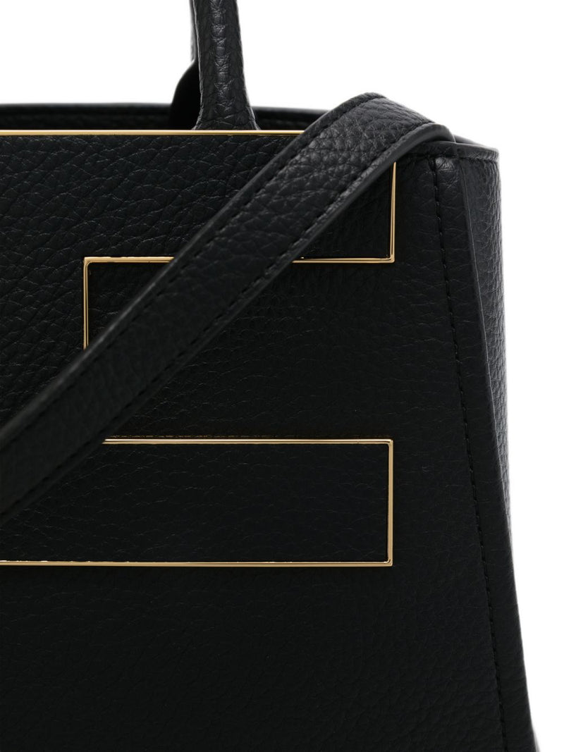 Elisabetta Franchi Pebbled Faux Leather Shoulder Bag — Black
