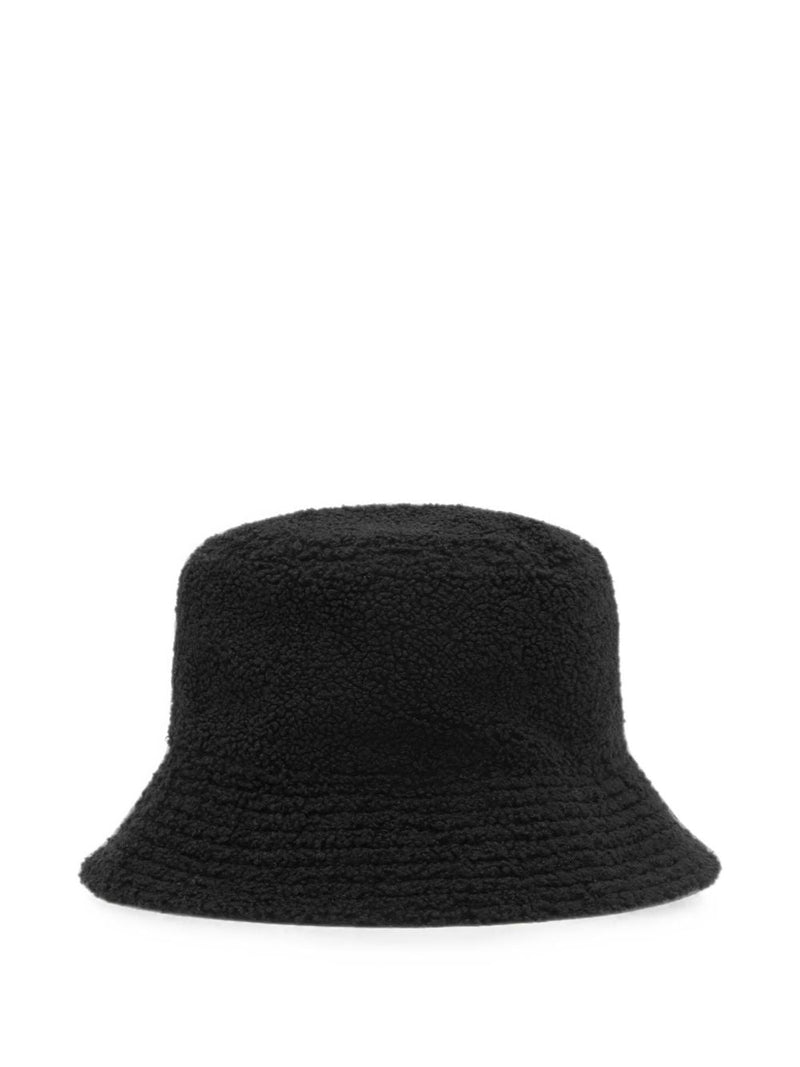 Mm6 Maison Margiela Reversible Teddy Fleece Bucket Hat — Black And Nylon