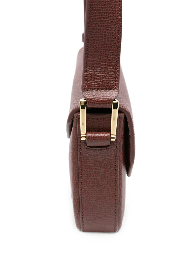 Emporio Armani Textured Leather Crossbody Bag — Brown