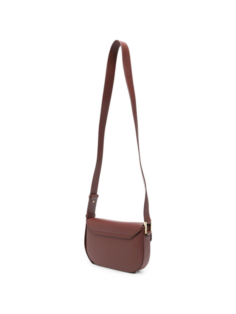 Emporio Armani Textured Leather Crossbody Bag — Brown